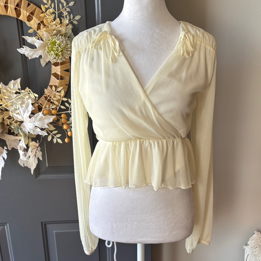 Forever 21 Light Yellow Wrap Blouse